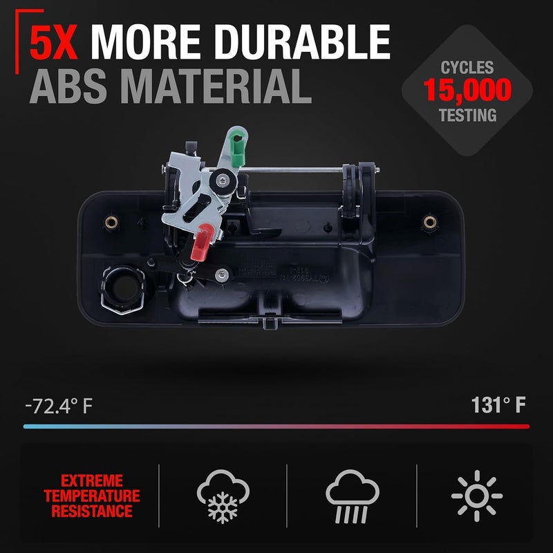 T1A Tailgate Handle Assembly Replacement - Compatible with 2007-2013 Toyota Tundra - Liftgate Latch in Textured Black, Plastic No Rear Camera Hole - OEM 69090-0C040, 81213 - Image 3